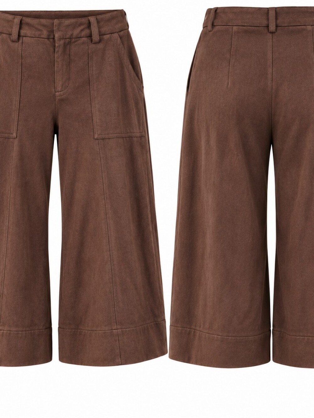 Wide-Leg Cropped Utility Shorts - Brown